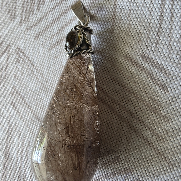 Sterling Rutilated Quartz Pendant - Picture 7 of 10